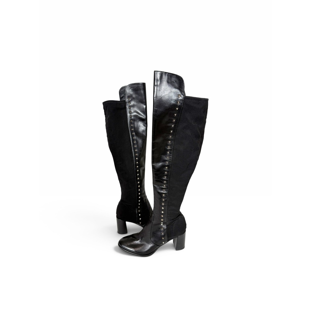 Marc Fisher Lapture Studded Black Over The Knee Edgy Biker Grunge Boots Size 7